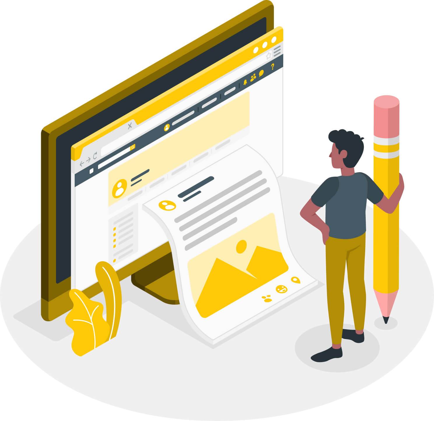 cubee blog illustration showcasing a reader looking at our blog page